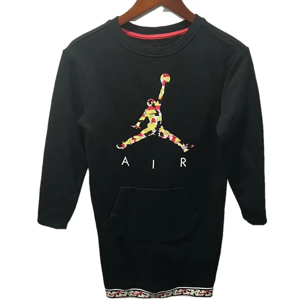 Air Jordan Black Long Sleeve Dress with Colorful Logo size L 12-13yrs GUC
